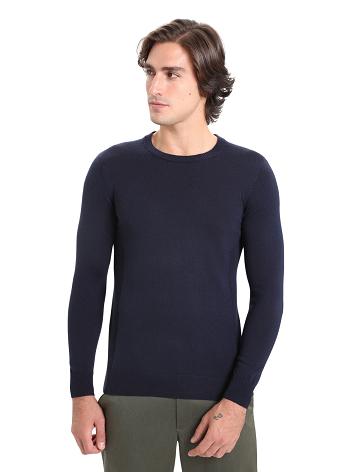 Midnight Navy Men's Icebreaker Merino Shearer Crewe Sweaters | USA 1214BEXC